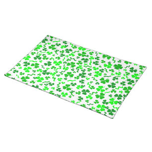 St Patrick's Day Lucky Shamrocks Confetti Cloth Placemat