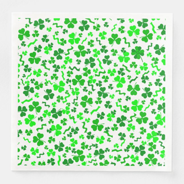 St Patrick's Day Lucky Shamrocks Confetti Pattern Paper Dinner Napkins (Front)