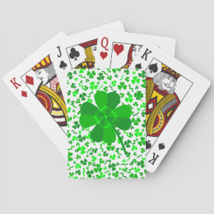 St Patrick's Day Lucky Shamrocks Confetti Pattern Poker Cards