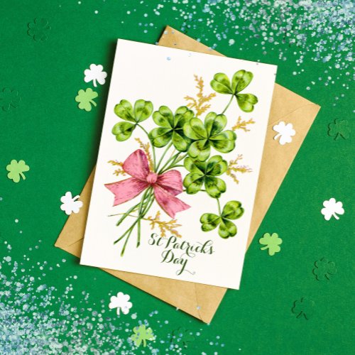 St Patricks Day Lucky Shamrocks Elegant Vintage Holiday Card