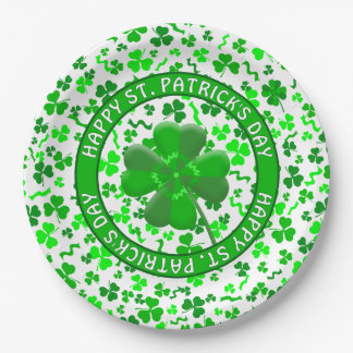 St Patrick's Day Lucky Shamrocks Personalized Paper Plates