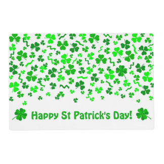 St Patrick's Day Lucky Shamrocks Personalized Placemat