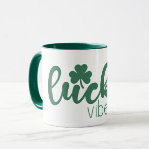 St. Patrick's Day Lucky Vibes with Green Clover Mug