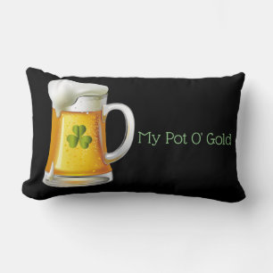 St. Patrick's Day Lumbar Pillow-Beer & Shamrock Pillow