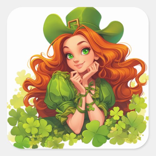 St Patricks Day Maiden Square Sticker