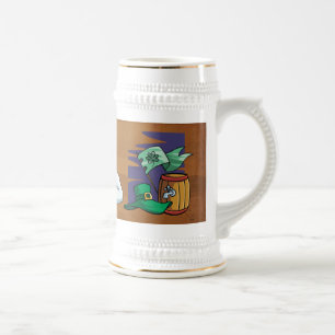 St Patricks Day Man with Hat Drinking Beer Stein