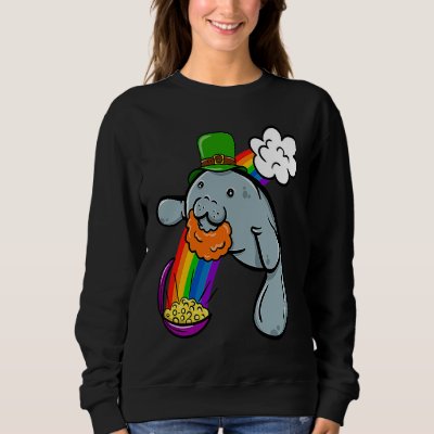St Patrick's Day Manatee Leprechaun Cute  Boys Gir Sweatshirt