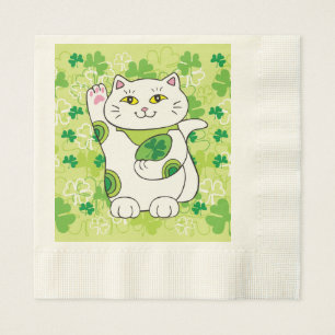 St. Patrick's Day Maneki Neko (Lucky Cat) Napkins