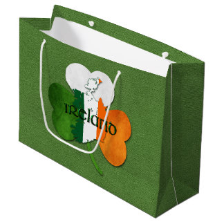 St. Patrick's Day Map of Ireland/Clover Large Gift Bag