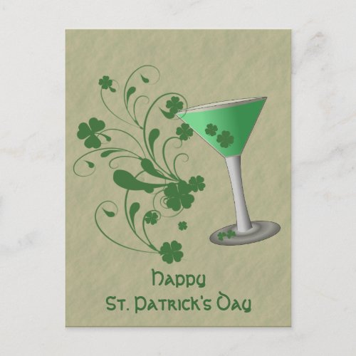 St Patricks Day Martini Post Card
