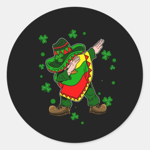 St Patricks Day Mexican Irish Dabbing Leprechuan S Classic Round Sticker