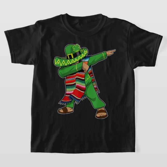 St Patricks Day - Mexican Irish Dabbing T-Shirt (Laydown)