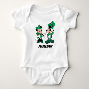 St. Patrick's Day Mickey and Minnie Baby Bodysuit