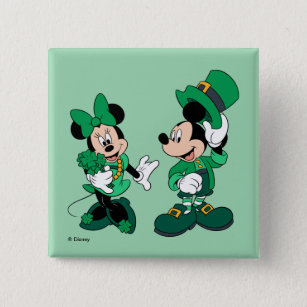 St. Patrick's Day Mickey and Minnie Button