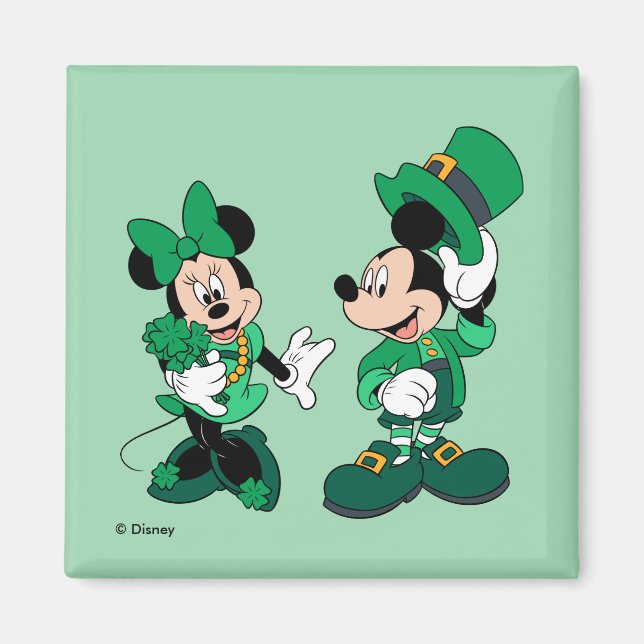 St. Patrick's Day Mickey and Minnie Magnet (Front)