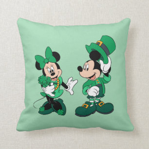 St. Patrick's Day Mickey and Minnie Throw Pillow