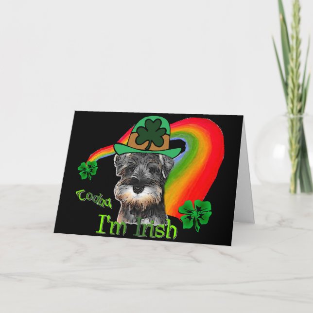 St. Patricks Day Mini Schnauzer Card (Front)