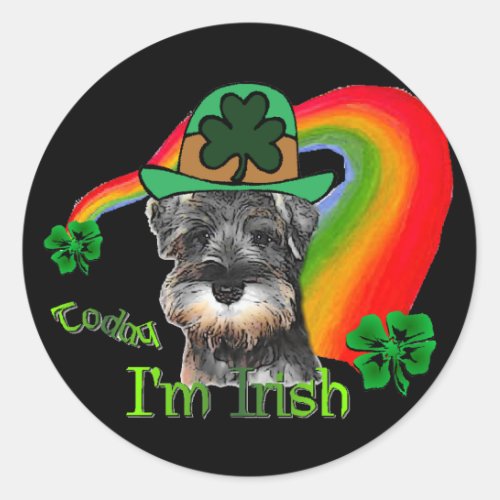 St Patricks Day Mini Schnauzer Classic Round Sticker