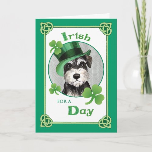 St Patricks Day Miniature Schnauzer Card