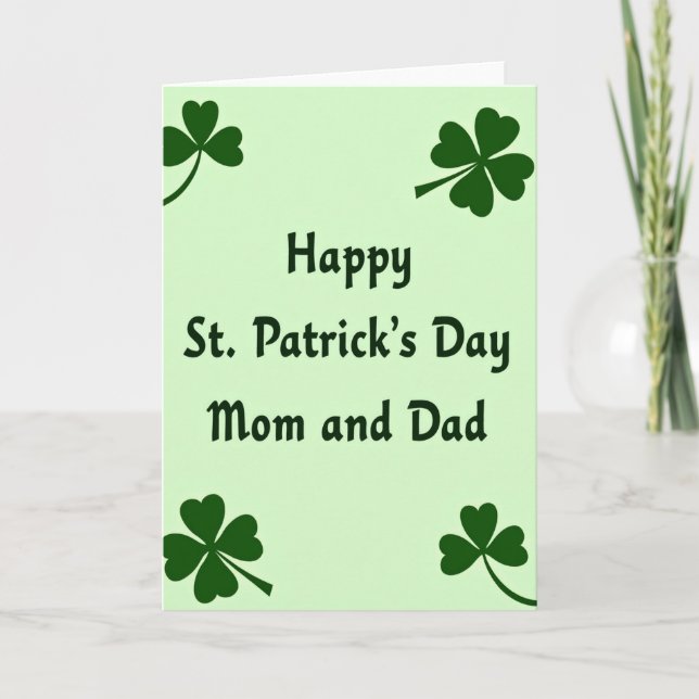 St Patricks Day Mom And Dad Card (Front)