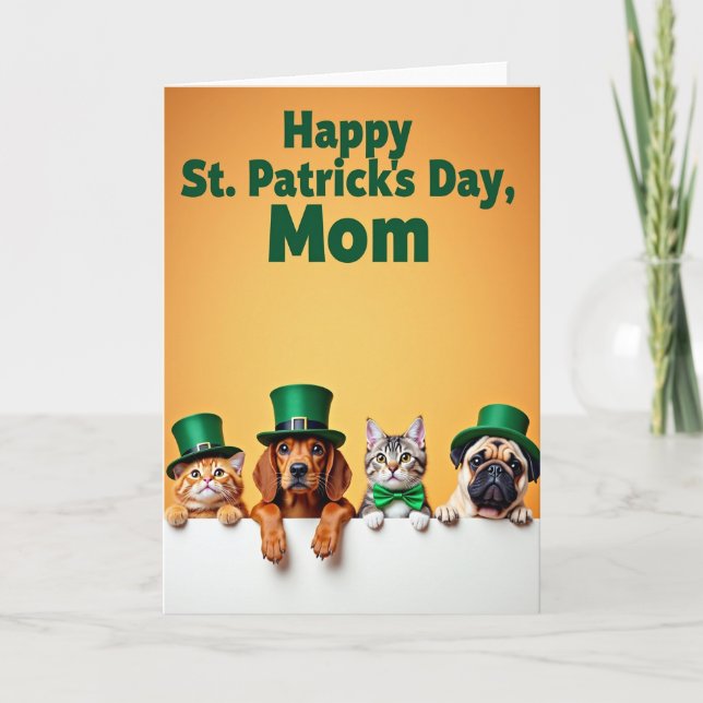 St Patricks Day Mom Animal Card (Front)