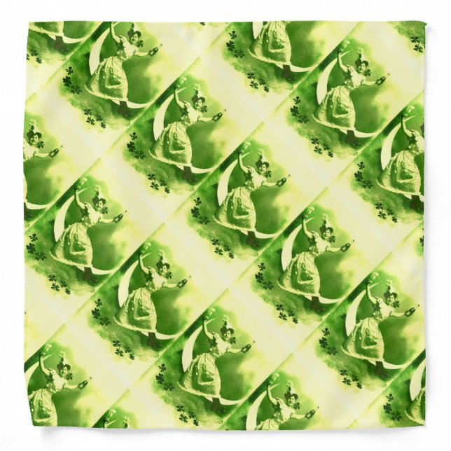ST PATRICK'S DAY MOON LADY WITH SHAMROCKS BANDANA (Front)