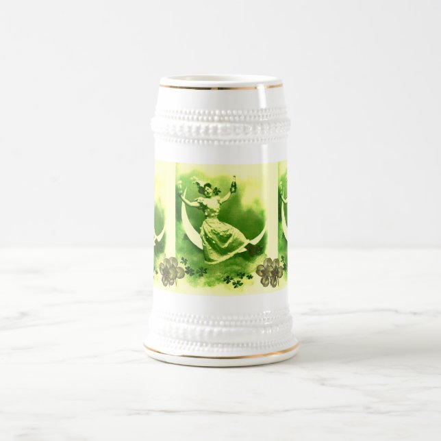 ST PATRICK'S DAY MOON LADY WITH SHAMROCKS BEER STE BEER STEIN (Center)