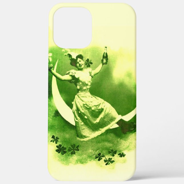 ST PATRICK'S  DAY MOON LADY WITH SHAMROCKS Case-Mate iPhone CASE (Back)