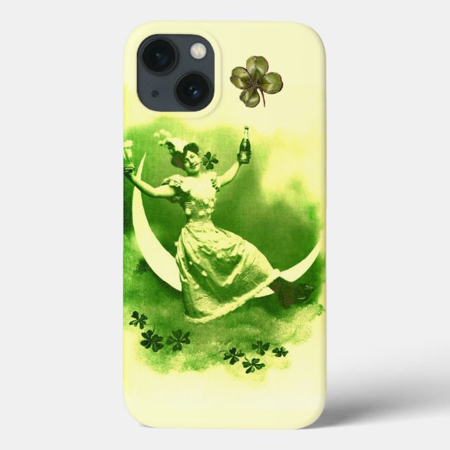 ST PATRICK'S  DAY MOON LADY WITH SHAMROCKS Case-Mate iPhone CASE (Back)