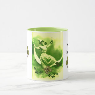 ST PATRICK'S DAY MOON LADY WITH SHAMROCKS TRAVEL M MUG