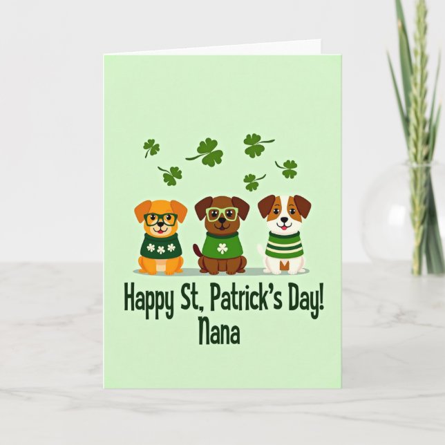 St Patricks Day Nana Puppy Card (Front)
