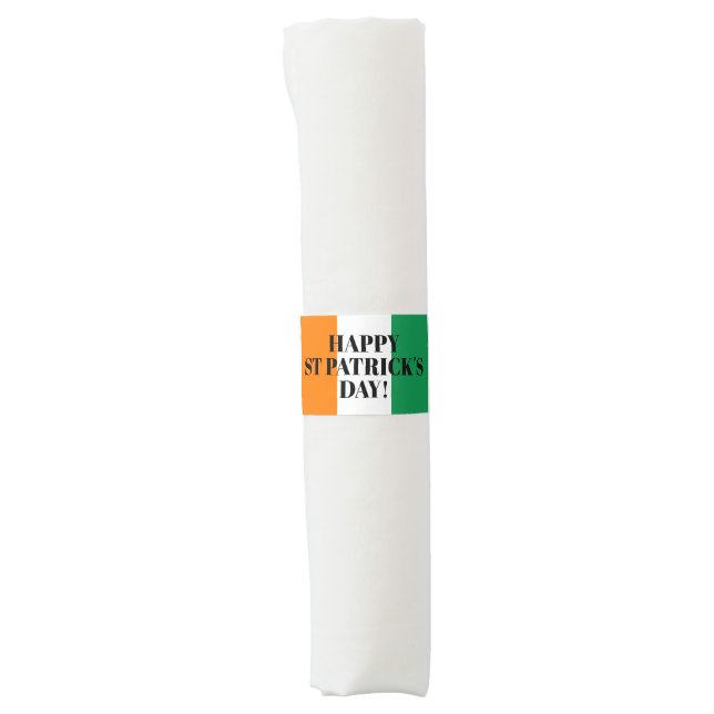 St Patrick's Day napkin bands with Irish flag (Front)