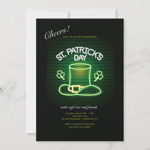 St Patricks Day Neon Invitation