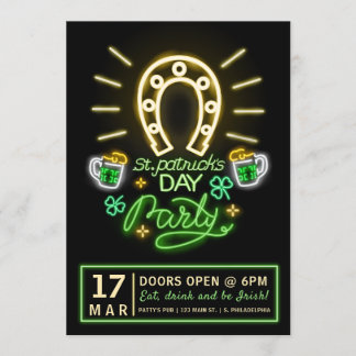 St. Patrick's Day Neon Party Flyer Invitation