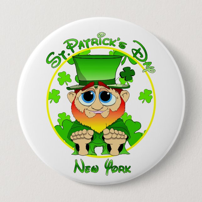 St Patrick's Day New York Button (Front)
