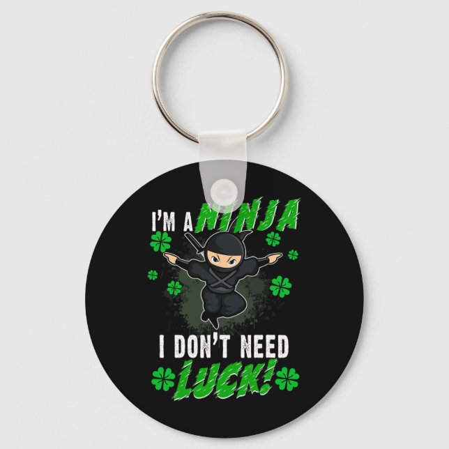 St. Patrick's Day Ninja Luck Green Kids Gift Clove Keychain (Front)