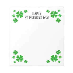 St Patrick's Day notepad with green lucky clovers