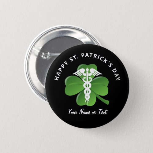 St Patricks Day Nurse Green Shamrock Personalized Button