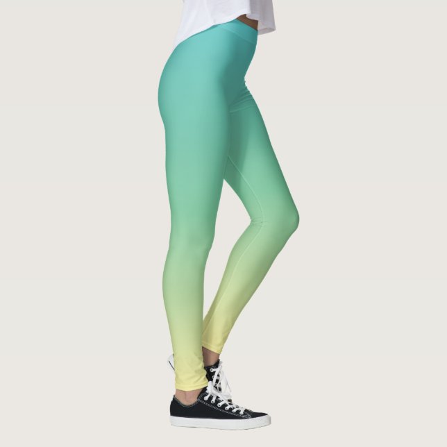 St Patricks Day Ombre Green Yellow Trendy Leggings (Right)