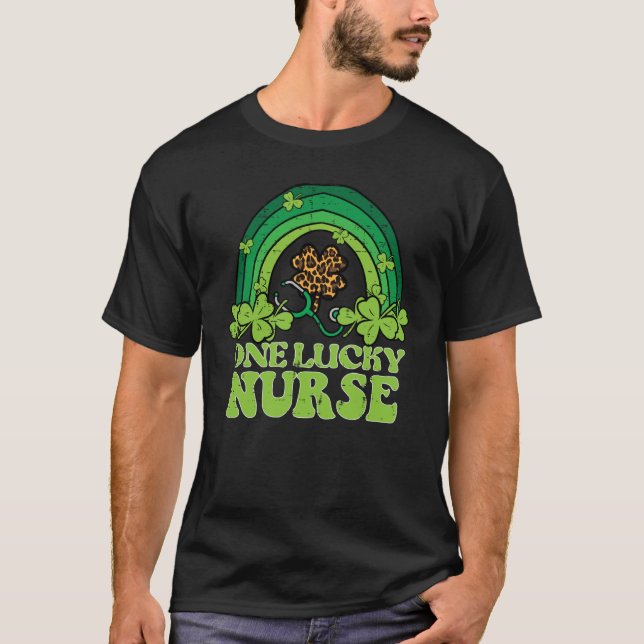 St Patricks Day One Lucky Nurse Saint Pattys Scrub T-Shirt (Front)