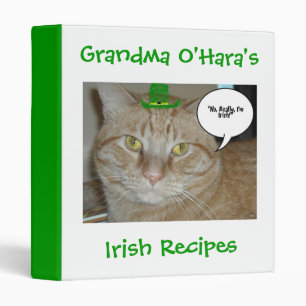 St. Patrick's Day Orange Tabby Cat 3 Ring Binder