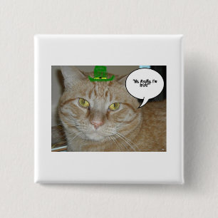 St. Patrick's Day Orange Tabby Cat Button