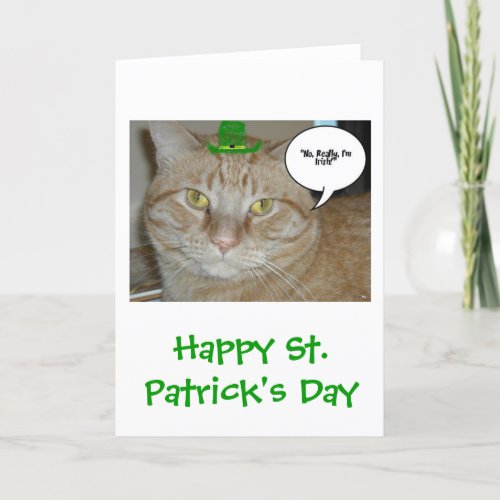 St Patricks Day Orange Tabby Cat Card