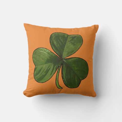 St Patricks Day Outlined Irish Shamrock Throw Pillow