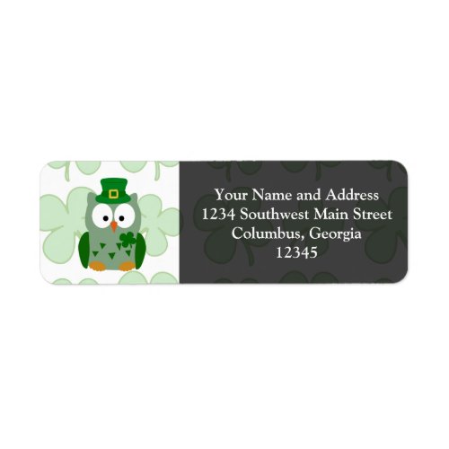 St Patricks Day Owl Label