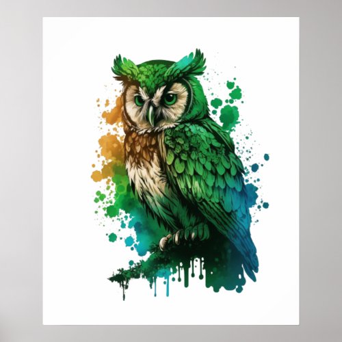 St Patricks Day Owl Lucky Charm Green Poster