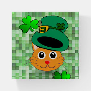 St. Patrick's Day Paperweight Cat