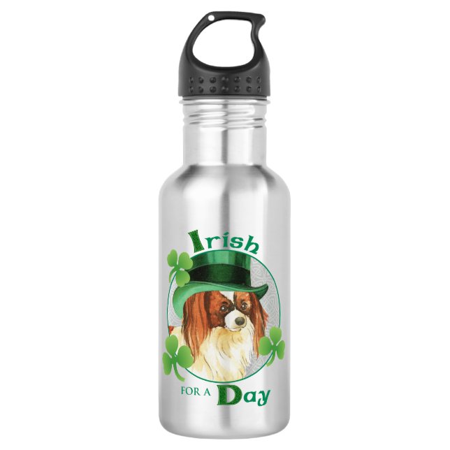 St. Patrick's Day Papillon Stainless Steel Water Bottle (Front)