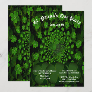 St Patrick's Day Party 4 Leaf Clover Kaleidoscope Invitation