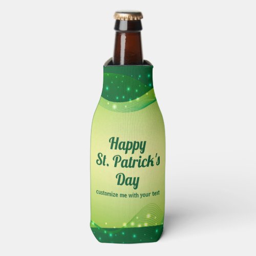 St Patricks Day Party Cute Custom Green Sparkle Bottle Cooler